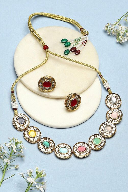 Multicolor Brass Necklace Set image number 0